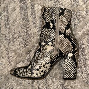 Aldo Black and White Snakeskin Ankle Boots